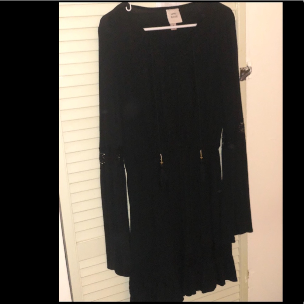 BOHO black dress with bell sleeve